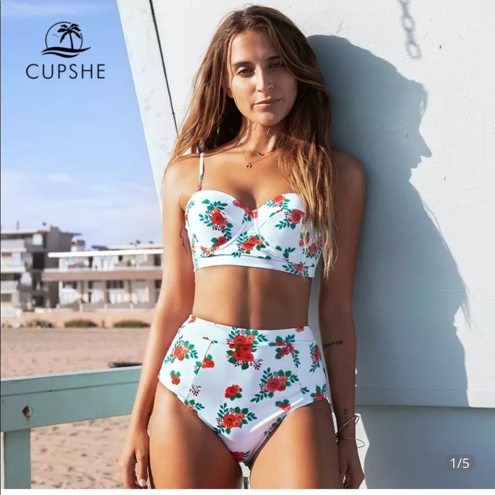 Cupshe Floral High Waisted Bikini sz. S